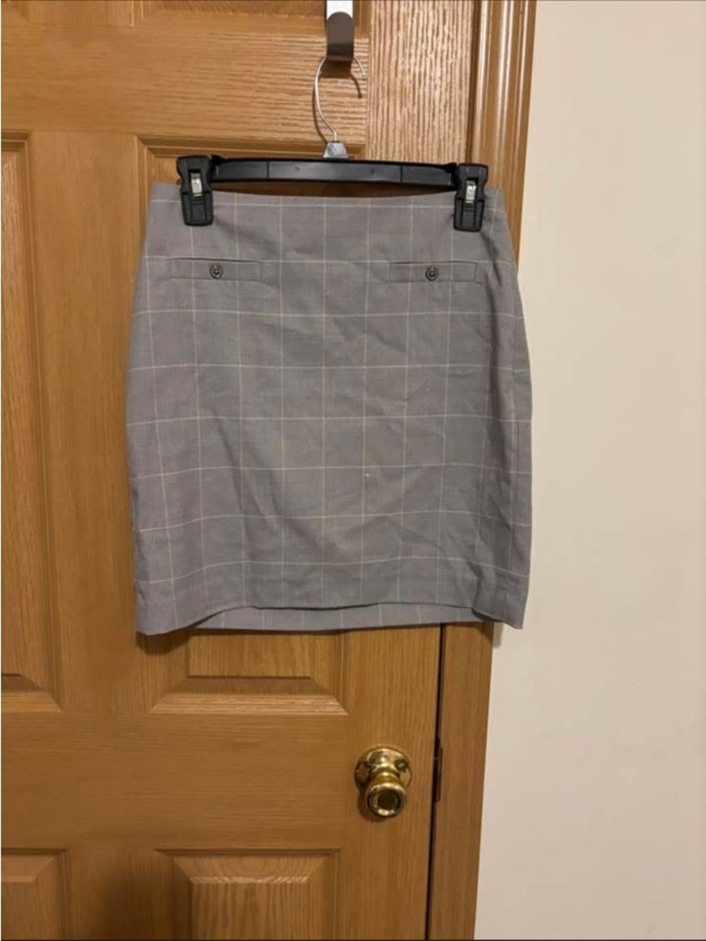 Banana Republic Gray Windowpane Pencil Skirt